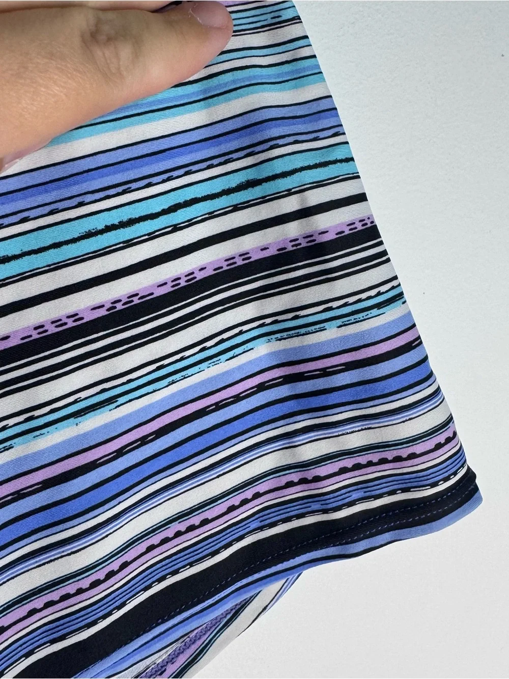 Nike Swim Tankini Top Blue Purple Striped Halter Shelf Bra Size Large 14